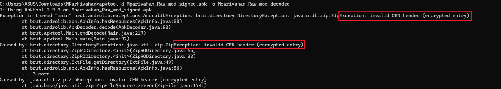 figure 4: apktool failed too